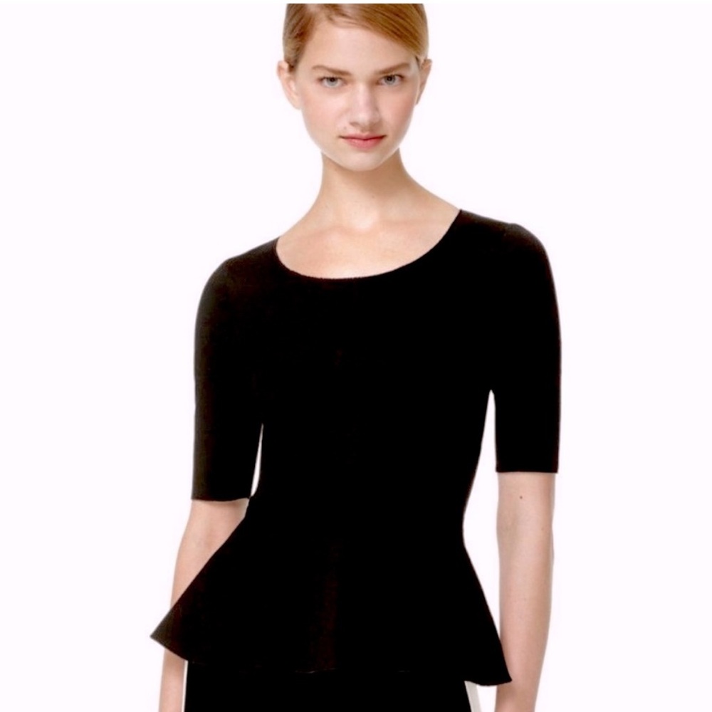 Aritzia Black Peplum Blouse with Elbow-Length Sleeves
